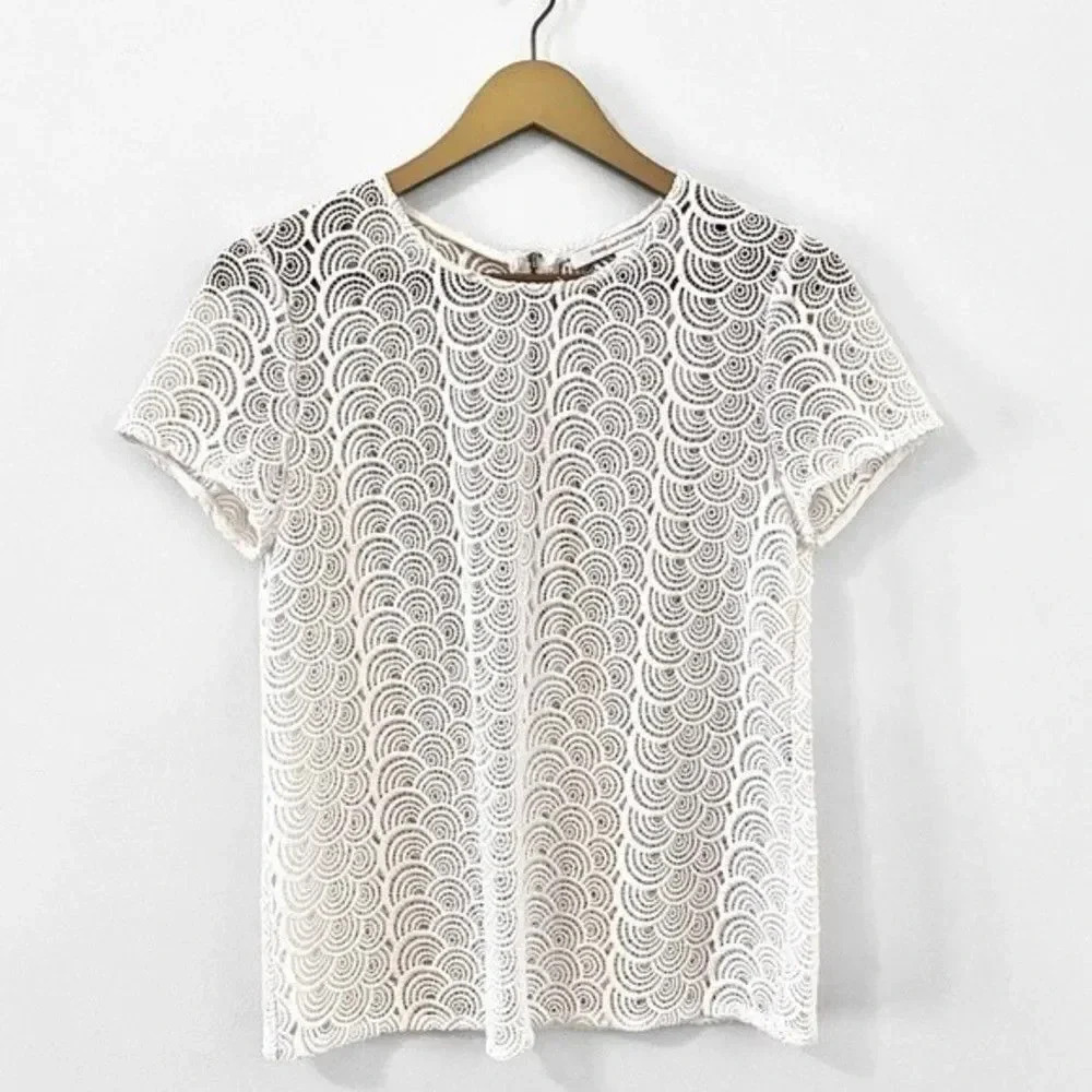 DVF Diane Von Furstenberg Scalloped Lace Top